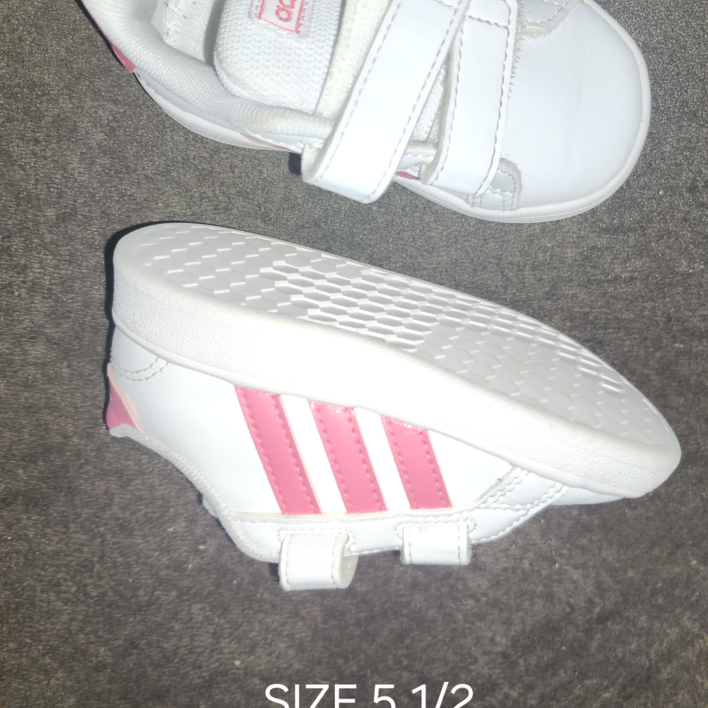 Adidas Kids White and Pink Sneakers